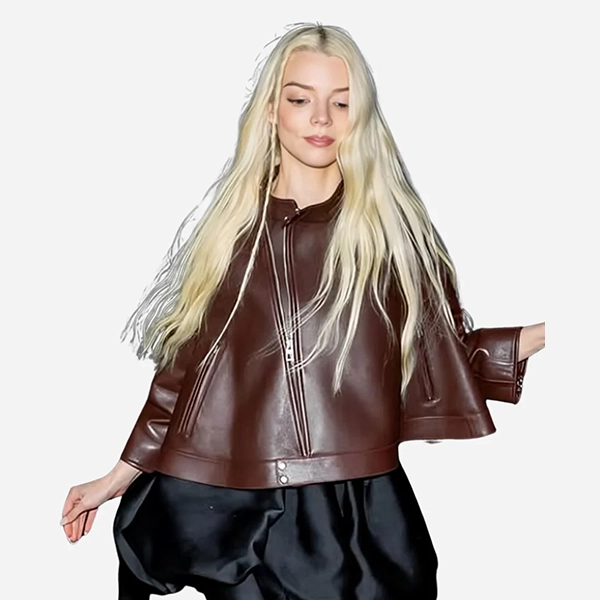 Anya-Taylor-Joy-Brown-Leather-Jacket.webp The Drew Barrymore Show Anya Taylor-Joy Leather Jacket - Image 1