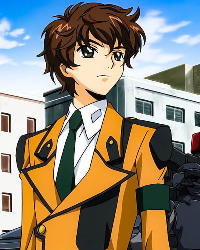 Code-Geass-Suzaku-Kururugi-Yellow-jacket.jpg Code Geass Suzaku Kururugi Brown jacket - Image 1