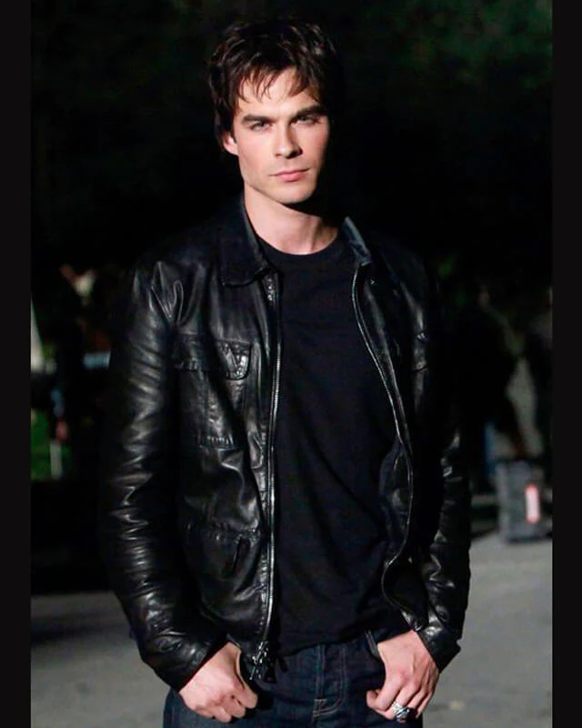 Damon-Salvatore-Black-Jacket-TVD.webp The Vampire Diaries Damon Salvatore Leather Jacket - Image 1