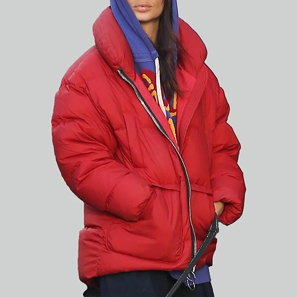 Emily-Ratajkowski-Red-Puffer-Jacket.webp Emily Ratajkowski Red Puffer Jacket - Image 1