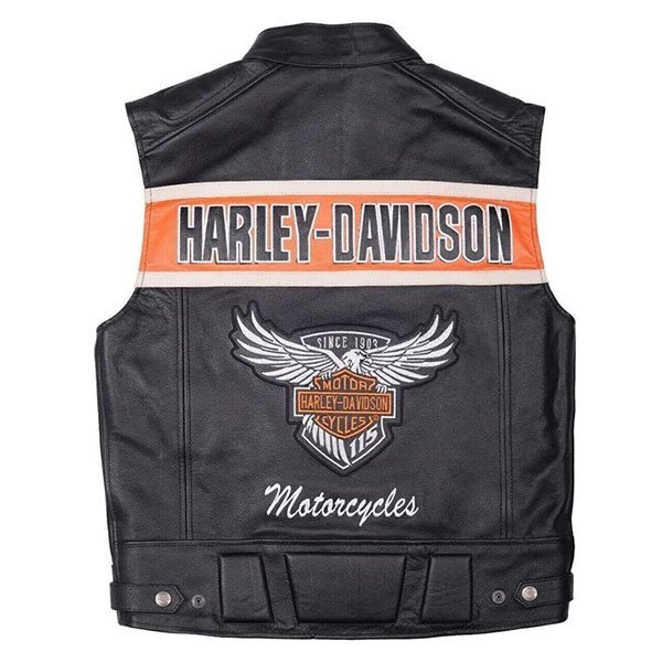 Harley-Davidson-Mens-Genuine-Motorcycle-Black-Leather-Vest-back-min-1.jpg Harley Davidson Genuine Motorcycle Black Leather Vest - Image 1