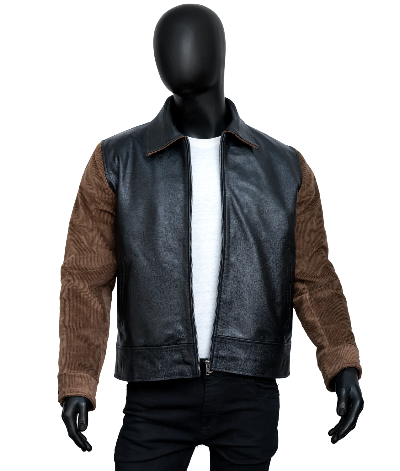 Mens-Black-Brown-Genuine-Leather-Bomber-Jacket.webp Men’s Black Genuine Leather Bomber Jacket - Image 1