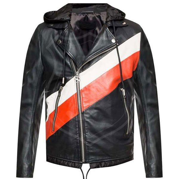 Red-and-White-Stripped-Hooded-Jacket.jpg Red and White Stripped Hooded Jacket - Image 1