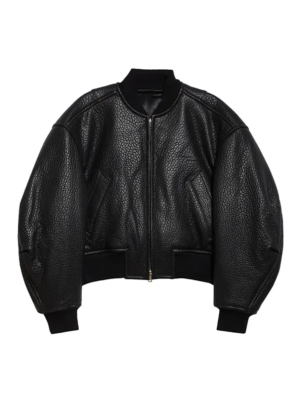 Women-Black-Leather-Crop-Bomber-Jacket.webp Women Primal Black Leather Crop Bomber Jacket - Image 1